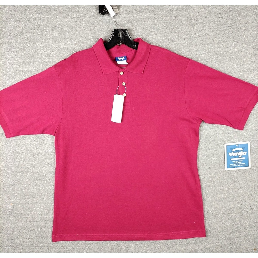 NEW Wrangler Mens Shirt L Red Polo Knit Western Workwear Performance Rodeo Golf